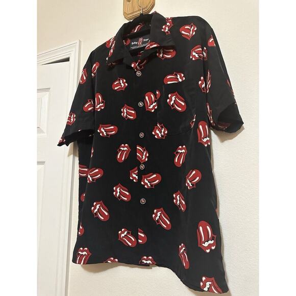 Vintage Y2K 2002 Rolling Stones Dragonfly Tongue Logo Button Up Black/Red Men - Picture 2 of 8